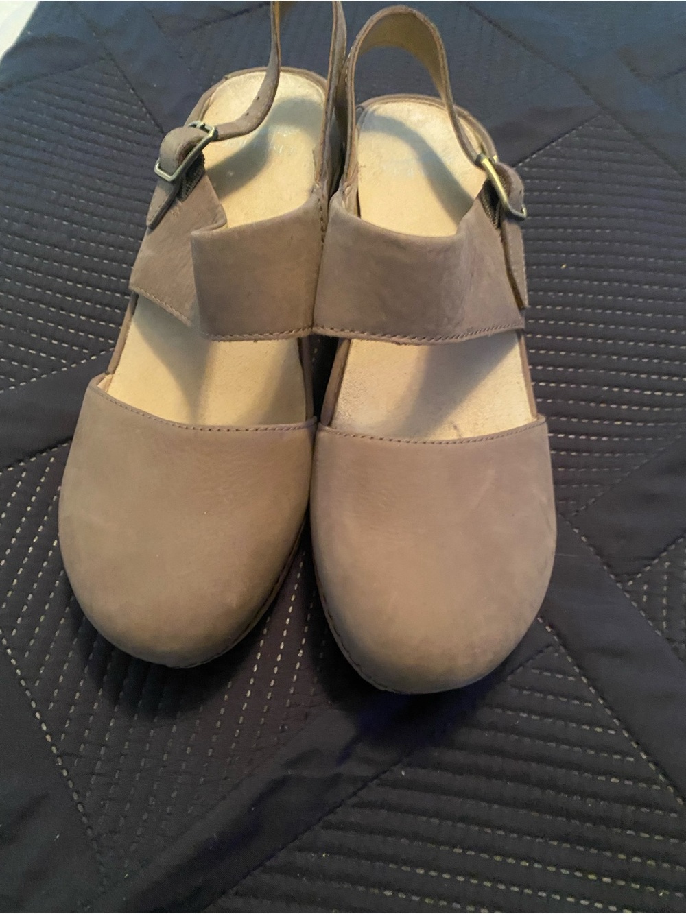Dansko Women's Taupe Leather Slingback Clogs - Picture 3 of 6